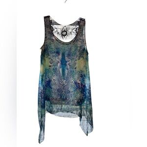 Live and Let Live Blue Floral Lace Top